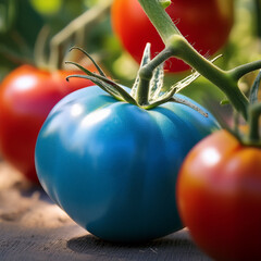 tomates bleu, sur r&eacute;aliste, l&eacute;gume, rouge, frais, sain, organique, r&eacute;gime, agriculture, salade, isol&eacute;, fra&icirc;cheur, v&eacute;g&eacute;tarien, nutrition, juteuse, ingredient, couleur, potager,