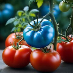 tomates bleu, sur r&eacute;aliste, l&eacute;gume, rouge, frais, sain, organique, r&eacute;gime, agriculture, salade, isol&eacute;, fra&icirc;cheur, v&eacute;g&eacute;tarien, nutrition, juteuse, ingredient, couleur, potager,