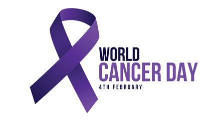 World Cancer Day with purple ribbon design. Cancer awareness background. Vector illustration