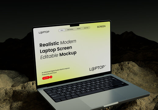 Realistic Modern Screen Laptop Mockup