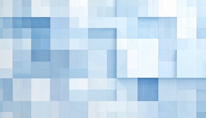 Abstract geometric pattern of overlapping blue rectangles and triangles with layered transparency and depth.