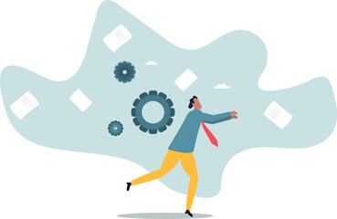 Overwhelmed or work overload, exhausted and anxiety,about a man and his life.