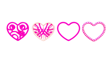 Four unique heart designs