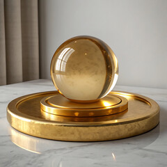 Elegant golden crystal sphere display