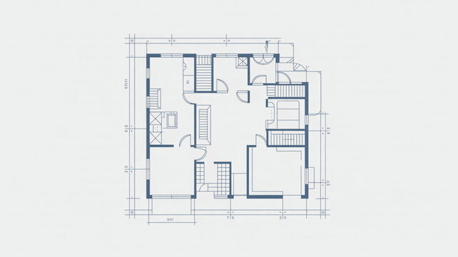 Upper story architectural floor plan drawing of house interior layout schematic detail