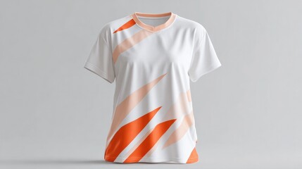 Stylish sports shirt featuring dynamic orange stripes on white b