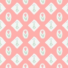 Minimal Seamless Floral Pattern with watercolor