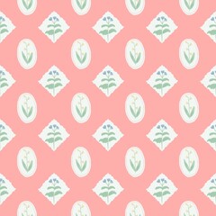 Minimal Seamless Floral Pattern with Hand Painted