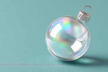 Reflective ornament with colorful highlights resting on soft bac