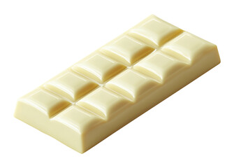 White chocolate bar with segmented squares isolated on transparent background