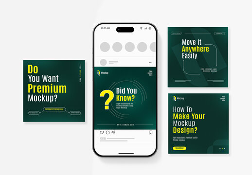 Smartphone & Social Media Post Mockup