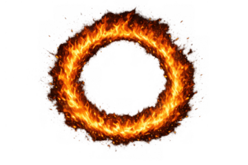 Ring of fire creating an abstract portal with fiery flames and glowing sparks, concept of energy, power, and magic