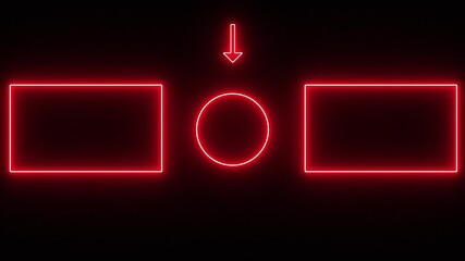 end screen with a neon red glowing outro animation on the black background