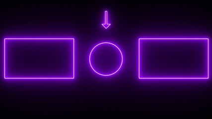 end screen with a neon purple glowing outro animation on the black background