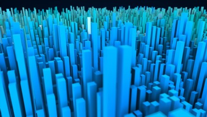 Fototapeta premium Abstract blue landscape of futuristic rectangles moving waves background