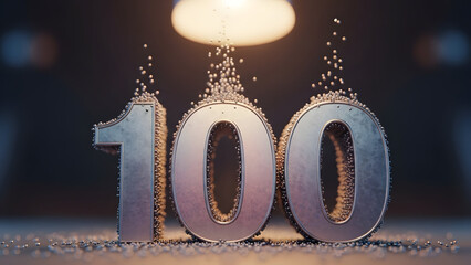Silver 100 Number Celebration Design Element.