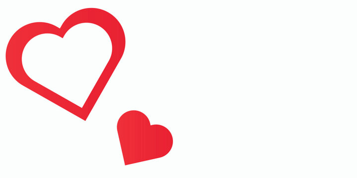 Two red hearts, one outline and one solid, floating