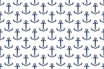 Obraz premium Nautical anchor pattern on white background for design and decoration