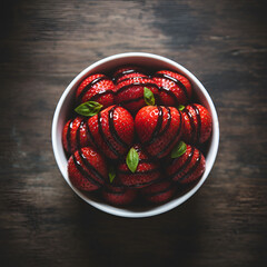 Fresh Strawberry Dessert Collection with Cream, Cakes and Tarts on Elegant Table