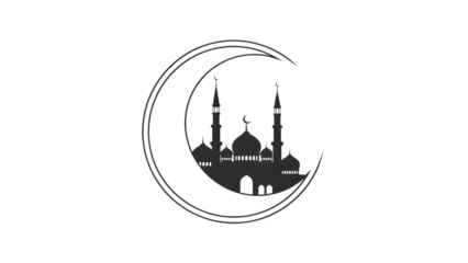 A grayscale logo of a building isolated on transparent background