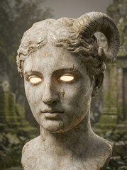 Glowing Eyes Marble Bust With