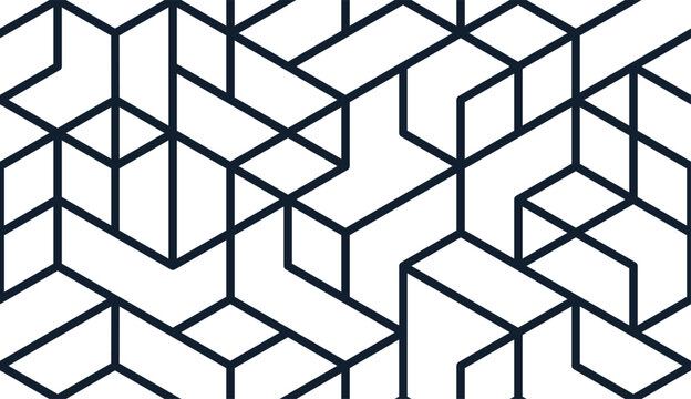 Cubes abstract architecture background, construction seamless pattern with 3D blocks, geometric linear polygon wallpaper, isometric cubic tiling pattern.