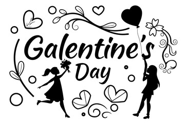 GALENTINE'S DAY vector illustration isolated on white background