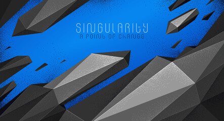 Vector abstract background with dynamic low poly shapes in motion, destruction anxiety wallpaper, polygonal futuristic chaos.