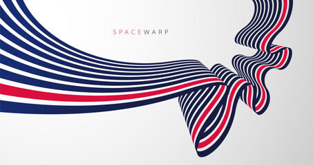 Lines in perspective look like bent ribbon graphic design, vector abstract background with curved stripes in distorted perspective, futuristic surreal op art.