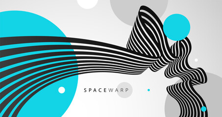 \3D perspective lines and circles vector abstract background, curve stripes ribbon bent wallpaper, road journey concept, dynamic wallpaper.