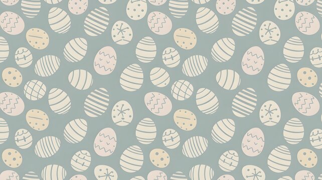 Pastel easter egg pattern on a soft blue background for spring celebration - Powered by Adobe