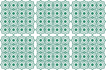 Intricate green Islamic geometric pattern with star motifs