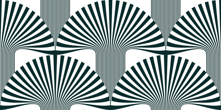 Trippy hypnotic seamless pattern, vector optical illusion lines endless abstract background, op art linear stripes surreal endless wallpaper.