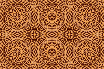 Intricate golden geometric pattern with ornate designs and shapes
