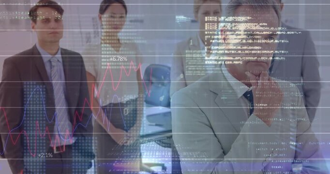 Animation of graphs, computer language, binary codes over thoughtful diverse manager and coworkers