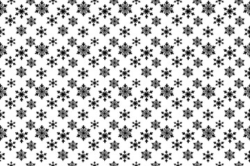 Black snowflakes pattern on white background for winter designs