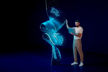 3D digital ribbon showing futuristic data visualization