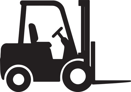 Forklift Truck clean silhouette vector graphic of a forklift truck in a simple black silhouette against a white background