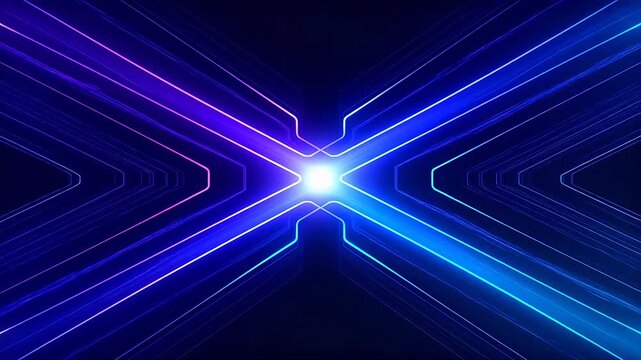 Abstract neon light lines forming X
