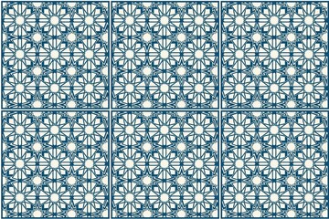 Elegant blue and white geometric tile pattern for design projects