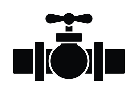 A black vector illustration of a ball valve system