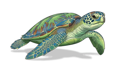 Obraz premium green turtle isolated on white