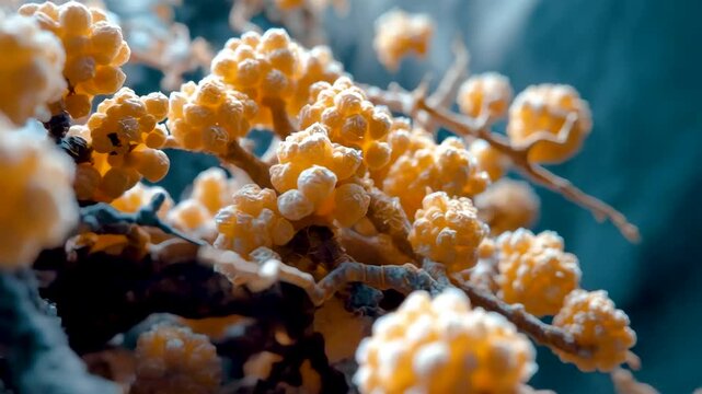Frost Covered Vibrant Orange Berries on Winter Branch Sparkling Ice Crystals Macro Nature