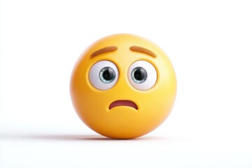 Fearful emoji expressing concern with wide eyes and arched eyebrows on a pure white background set to represent feelings of anxiety or worry