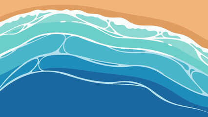 Ocean Waves on Sandy Beach: A serene depiction of the ocean's waves cascading onto a golden sandy beach, creating a beautiful contrast between the dynamic sea and the tranquil shore.