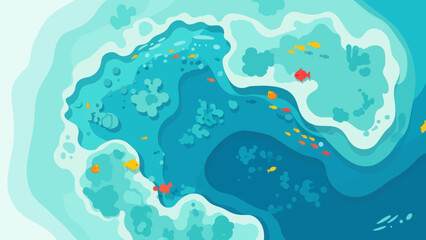 Oceanic Wonders: An abstract representation of the ocean's depths, showcasing a vibrant ecosystem teeming with life, from colorful coral reefs to diverse marine species.