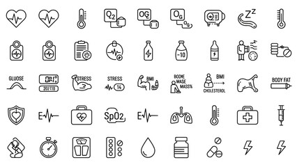 Collection of Simple Medical Icons Set.