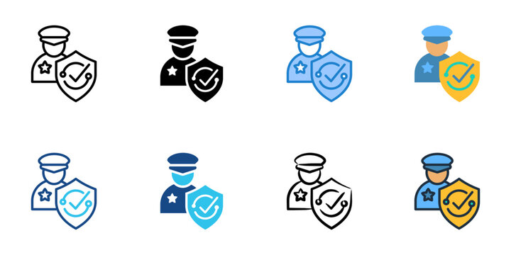Data Protection Officer icons set multiple style collection. Editable stroke 
