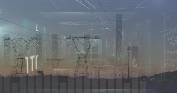Animation of mathematical formulas over high voltage lines