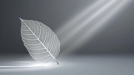 Delicate White Leaf Skeleton Bathed in Soft Light.